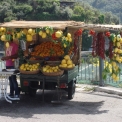 kleurijke kraam met citrusvruchten langs de kustweg